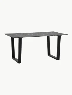 Eettafel Davidson met glazen tafelblad in marmerlook, 160 x 90 cm^Westwing Clearance