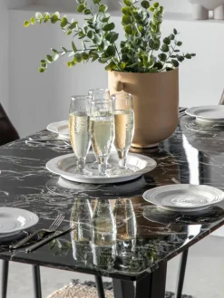 Eettafel Davidson met glazen tafelblad in marmerlook, 160 x 90 cm^Westwing Clearance
