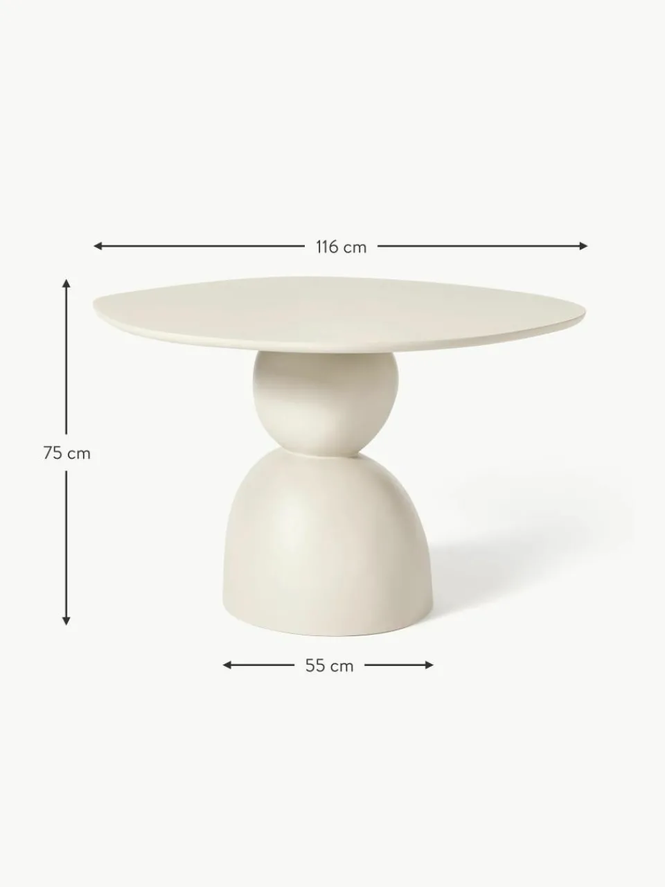 Eettafel Sahra in organische vorm, Ø 116 cm^Westwing Collection Hot