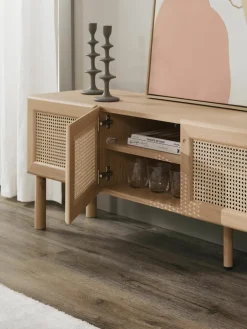 Eikenhouten tv-meubel Jolie met Weens vlechtwerk^Westwing Collection Hot