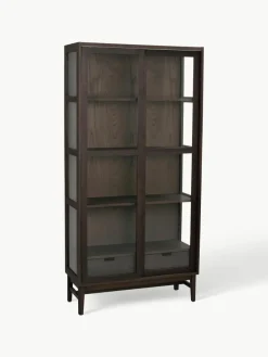 Eikenhouten vitrinekast Hazelton met schuifdeuren^Rowico Fashion