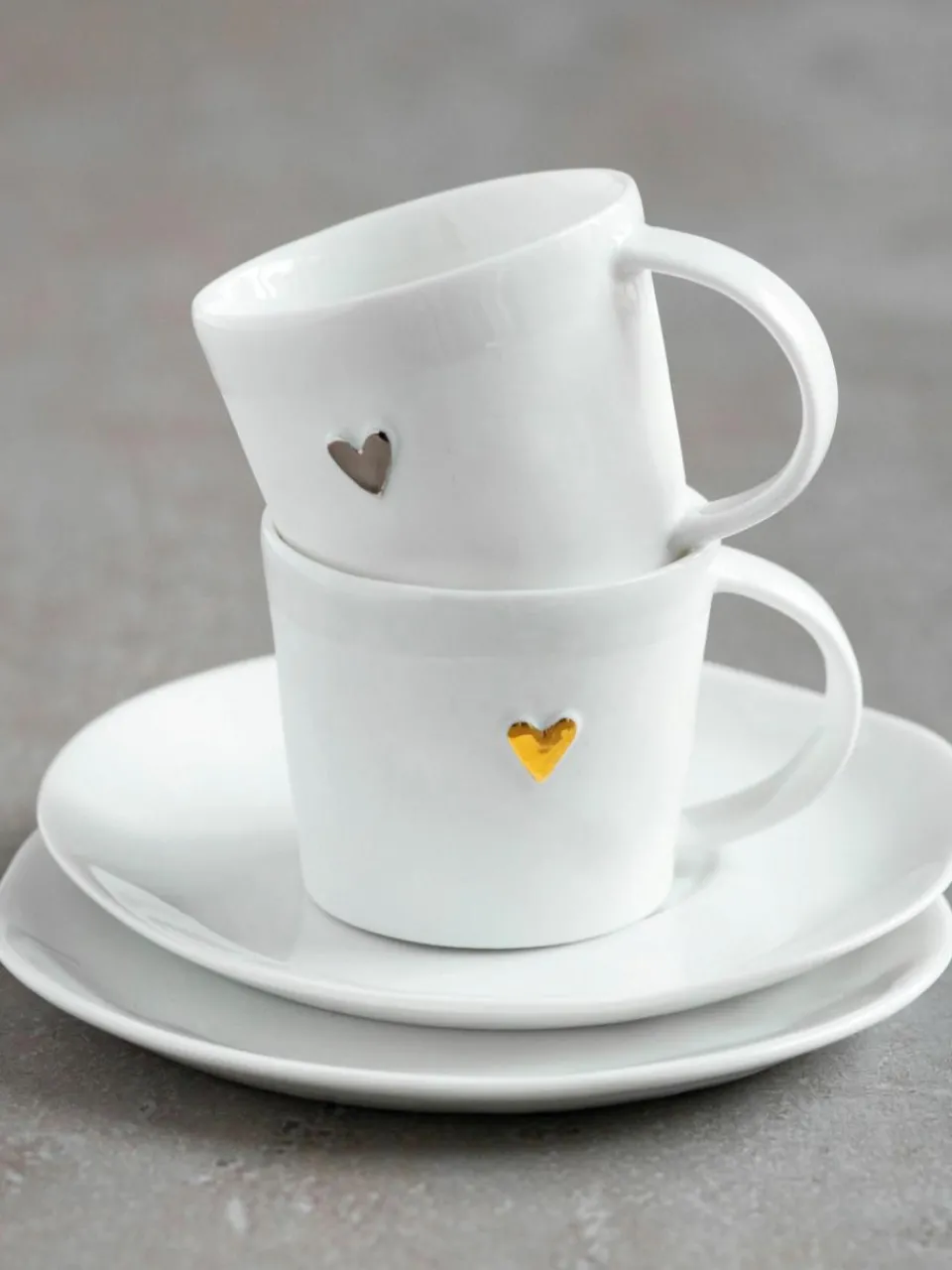 Espressokopje Heart met schoteltje van porselein^Westwing Fashion