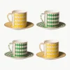 Espressokopjes Chess met schoteltjes, set van 4^Pols Potten New