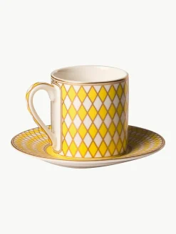 Espressokopjes Chess met schoteltjes, set van 4^Pols Potten New