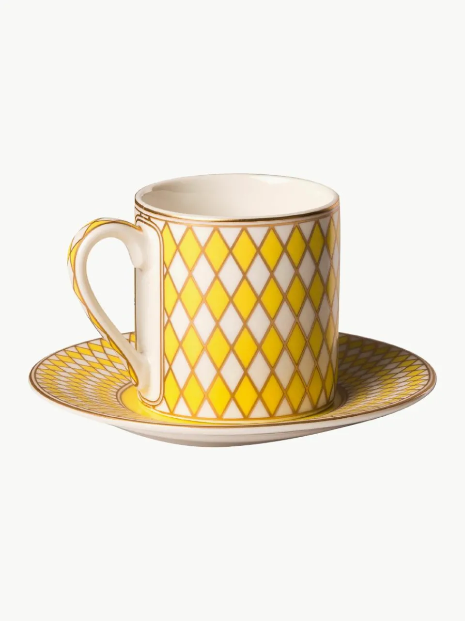 Espressokopjes Chess met schoteltjes, set van 4^Pols Potten New