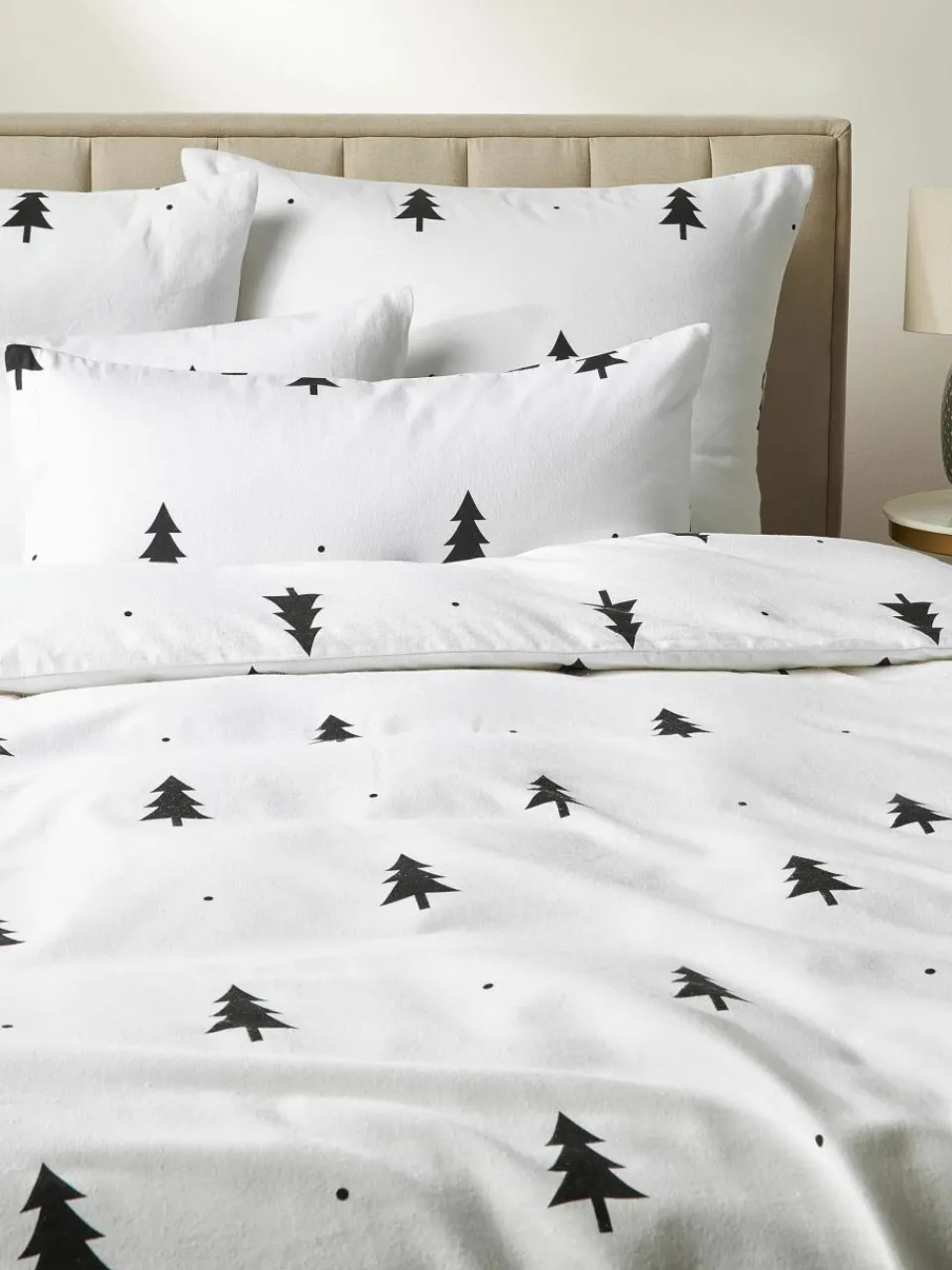 Flanellen dekbedovertrek X-mas Tree met kerstmotief^Westwing Collection Hot