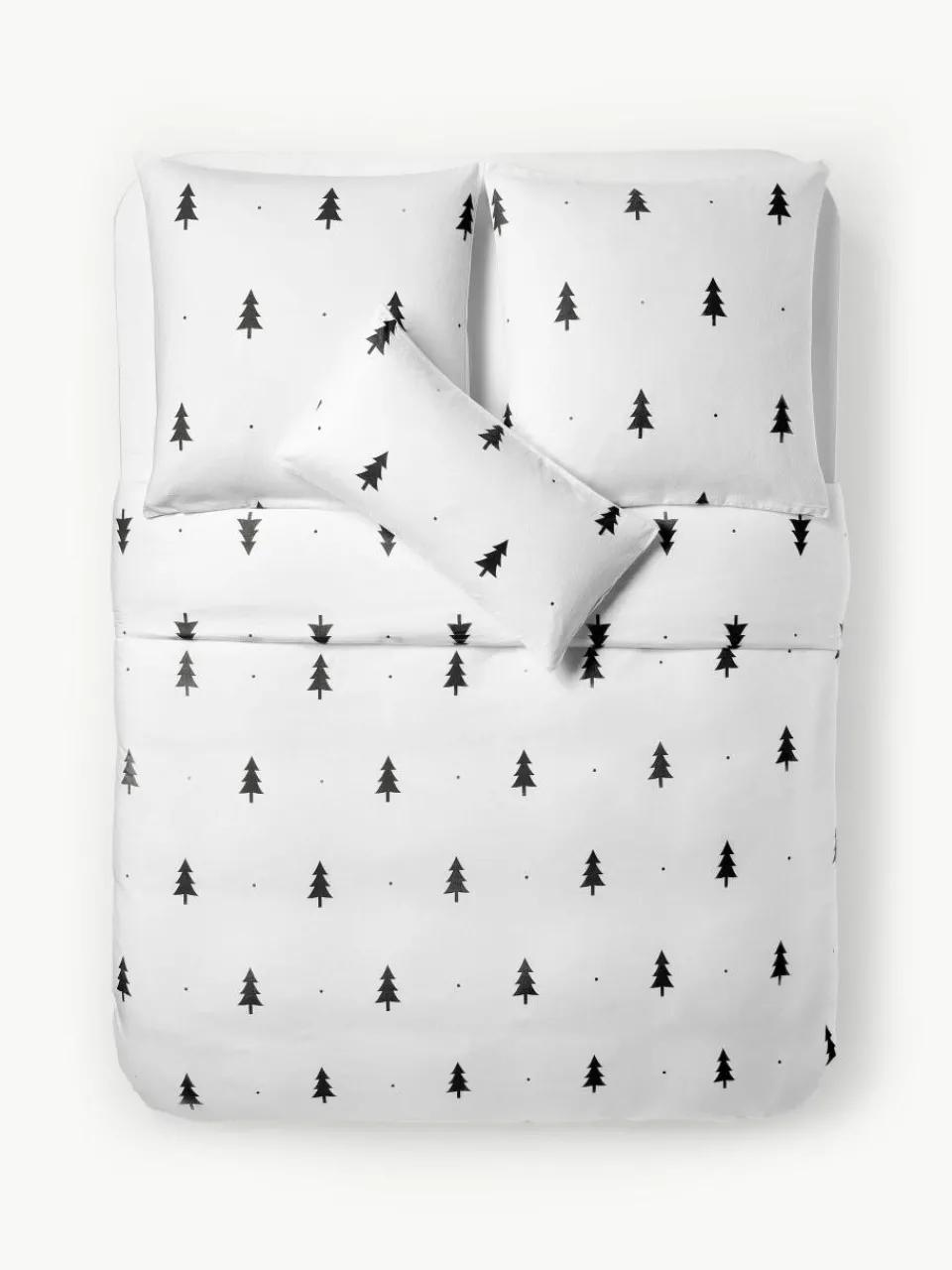 Flanellen dekbedovertrek X-mas Tree met kerstmotief^Westwing Collection Hot