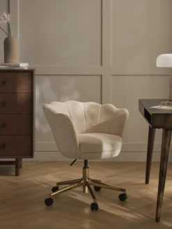 Fluweel bureaustoel Oyster met armleuning, in hoogte verstelbaar^Westwing Collection Hot