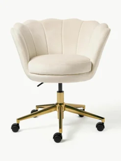 Fluweel bureaustoel Oyster met armleuning, in hoogte verstelbaar^Westwing Collection Hot