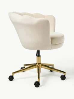 Fluweel bureaustoel Oyster met armleuning, in hoogte verstelbaar^Westwing Collection Hot