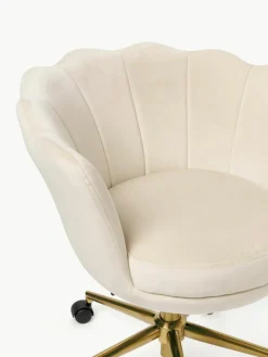 Fluweel bureaustoel Oyster met armleuning, in hoogte verstelbaar^Westwing Collection Hot