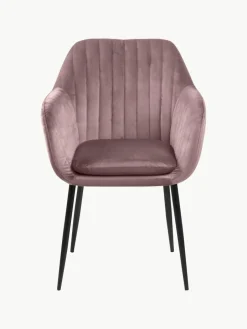 Fluwelen armstoel Emilia met metalen poten^Westwing Fashion
