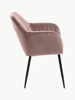 Fluwelen armstoel Emilia met metalen poten^Westwing Fashion