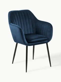 Fluwelen armstoel Emilia met metalen poten^Westwing Sale