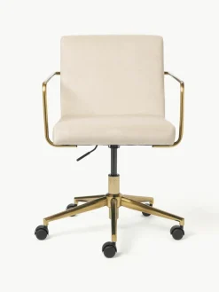 Fluwelen bureaustoel Kashya met armleuning, in hoogte verstelbaar^Westwing Collection Outlet