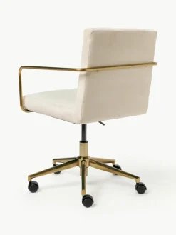 Fluwelen bureaustoel Kashya met armleuning, in hoogte verstelbaar^Westwing Collection Outlet