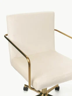 Fluwelen bureaustoel Kashya met armleuning, in hoogte verstelbaar^Westwing Collection Outlet