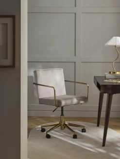 Fluwelen bureaustoel Kashya met armleuning, in hoogte verstelbaar^Westwing Collection Discount