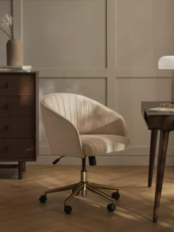 Fluwelen bureaustoel Laria met armleuning, in hoogte verstelbaar^Westwing Collection Discount