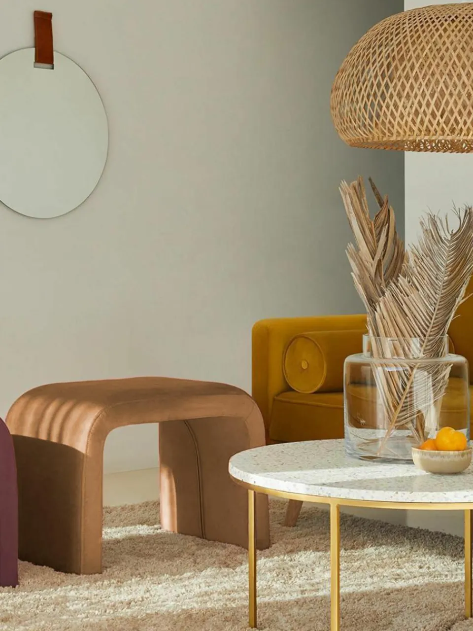 Fluwelen kruk Penelope^Westwing Collection New