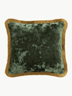 Fluwelen kussenhoes Cyrus met franjes^Westwing Collection Clearance
