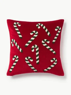 Fluwelen kussenhoes Darva met getuft snoepstokken-patroon^Westwing Collection Outlet