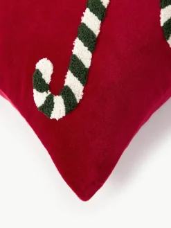 Fluwelen kussenhoes Darva met getuft snoepstokken-patroon^Westwing Collection Outlet