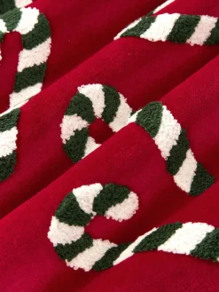 Fluwelen kussenhoes Darva met getuft snoepstokken-patroon^Westwing Collection Outlet