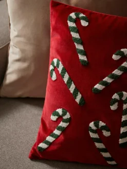 Fluwelen kussenhoes Darva met getuft snoepstokken-patroon^Westwing Collection Outlet