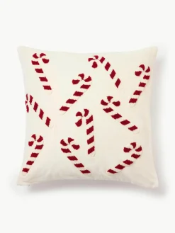 Fluwelen kussenhoes Darva met getuft snoepstokken-patroon^Westwing Collection Outlet