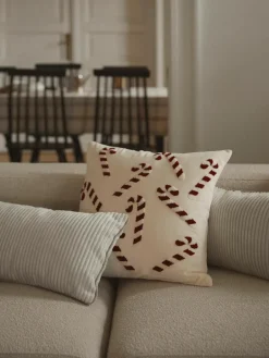 Fluwelen kussenhoes Darva met getuft snoepstokken-patroon^Westwing Collection Outlet