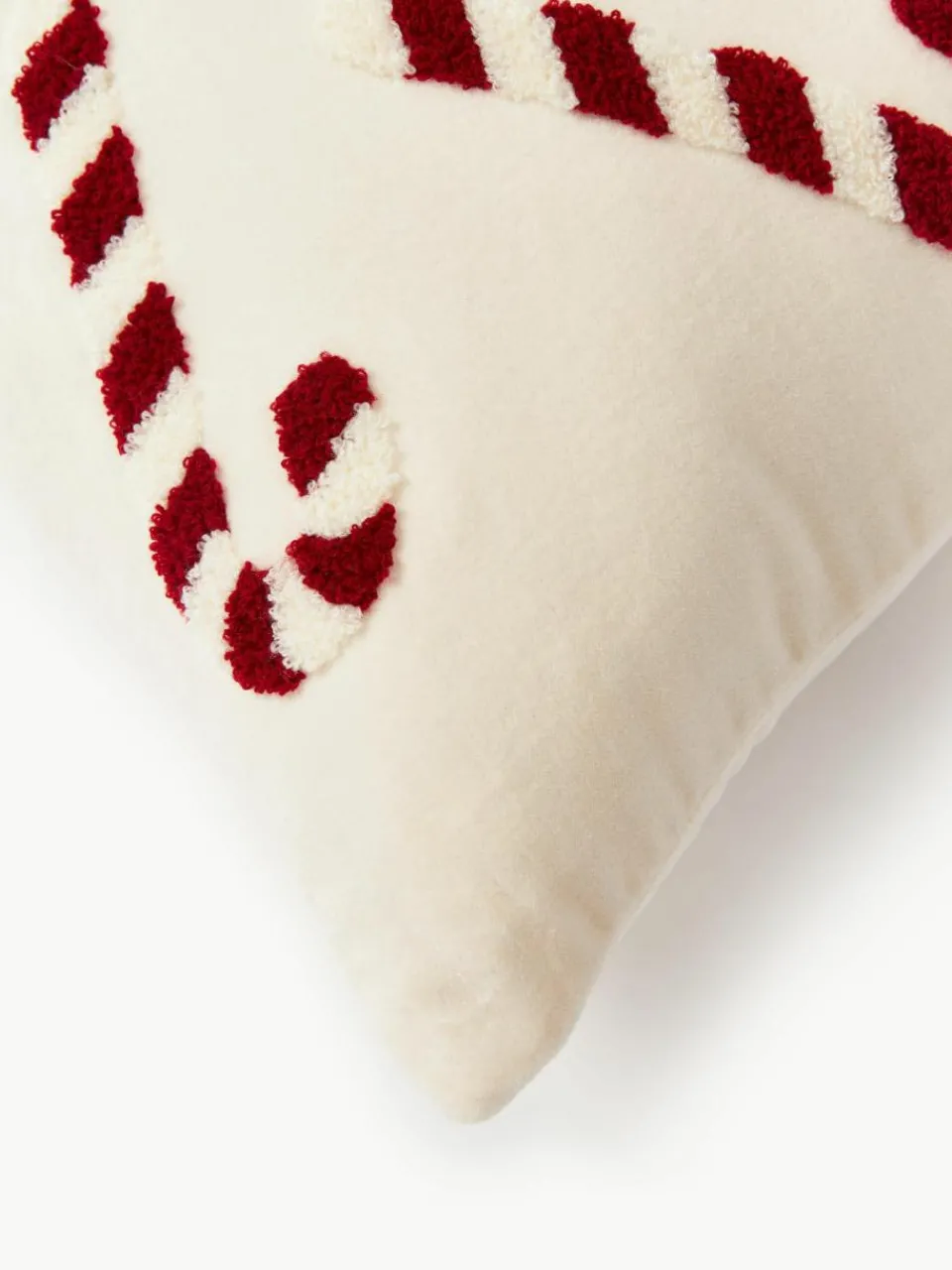 Fluwelen kussenhoes Darva met getuft snoepstokken-patroon^Westwing Collection Outlet