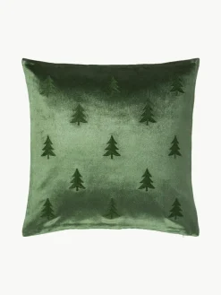 Fluwelen kussenhoes Isadora met kerstboomborduursel^Westwing Collection Clearance