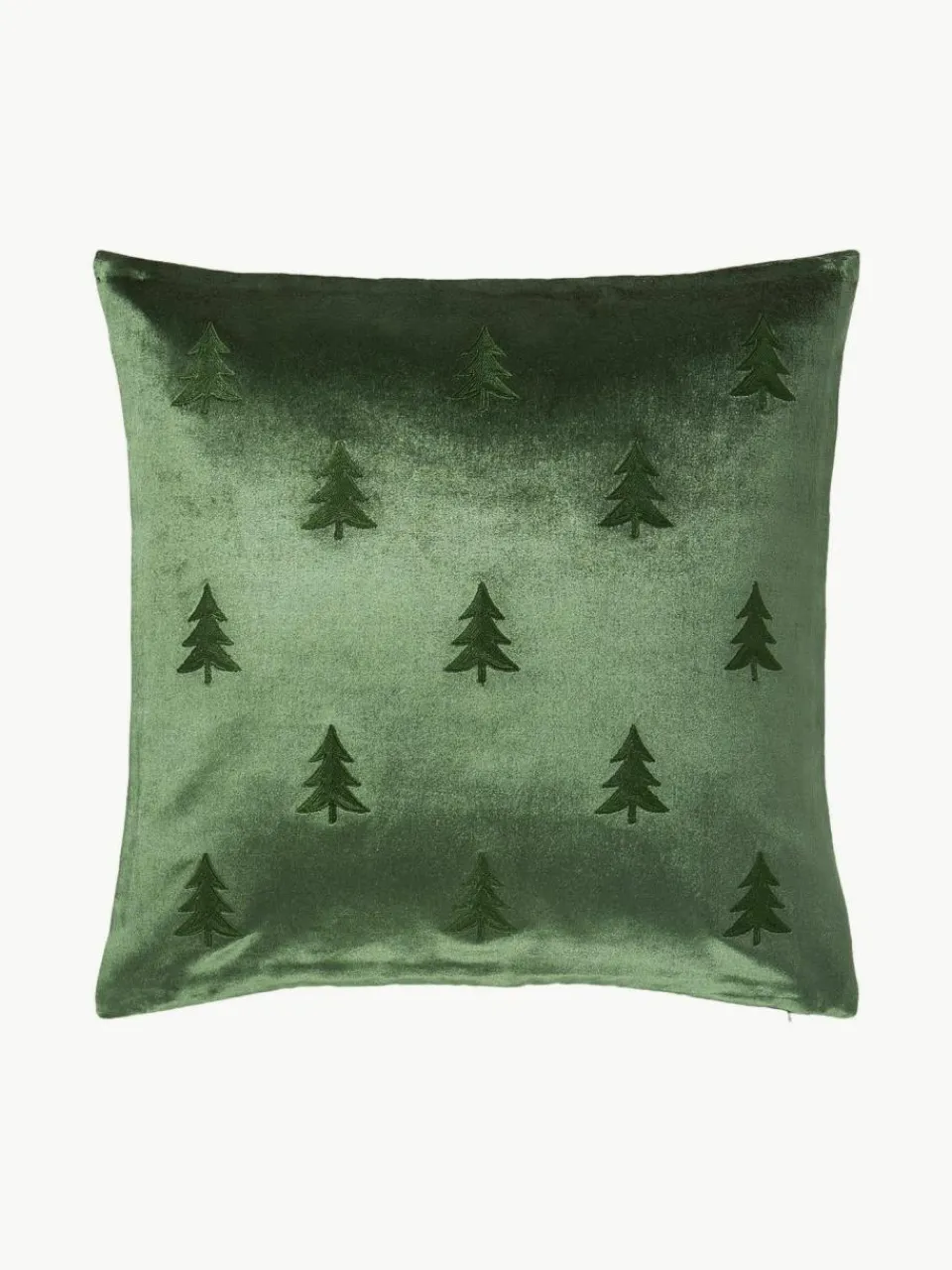 Fluwelen kussenhoes Isadora met kerstboomborduursel^Westwing Collection Clearance