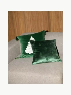 Fluwelen kussenhoes Isadora met kerstboomborduursel^Westwing Collection Clearance