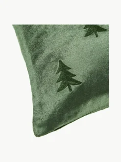 Fluwelen kussenhoes Isadora met kerstboomborduursel^Westwing Collection Clearance