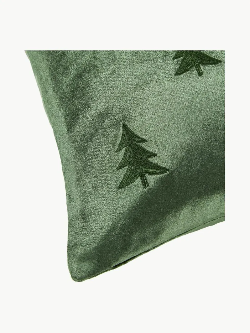 Fluwelen kussenhoes Isadora met kerstboomborduursel^Westwing Collection Clearance
