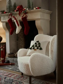 Fluwelen kussenhoes Skyler met kerstmotief en kwastjes^Westwing Collection Best