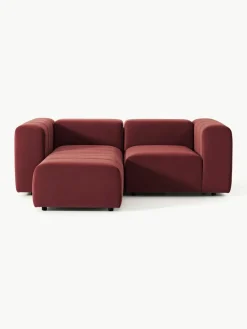 Fluwelen modulaire bank Lena (3-zits) met kruk^Westwing Collection Clearance