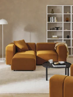 Fluwelen modulaire bank Lena (3-zits) met kruk^Westwing Collection Clearance