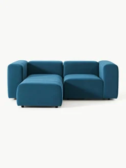 Fluwelen modulaire bank Lena (3-zits) met kruk^Westwing Collection Online