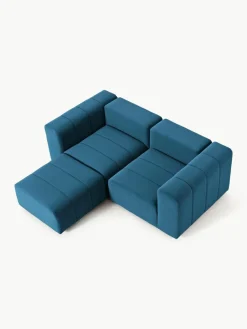 Fluwelen modulaire bank Lena (3-zits) met kruk^Westwing Collection Online