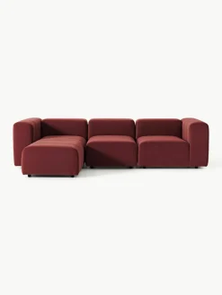Fluwelen modulaire bank Lena (4-zits) met kruk^Westwing Collection Sale