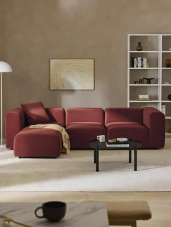 Fluwelen modulaire bank Lena (4-zits) met kruk^Westwing Collection Sale