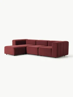 Fluwelen modulaire bank Lena (4-zits) met kruk^Westwing Collection Sale