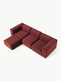 Fluwelen modulaire bank Lena (4-zits) met kruk^Westwing Collection Sale