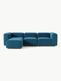 Fluwelen modulaire bank Lena (4-zits) met kruk^Westwing Collection Online
