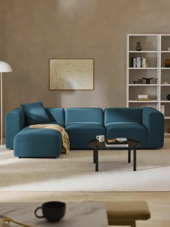 Fluwelen modulaire bank Lena (4-zits) met kruk^Westwing Collection Online