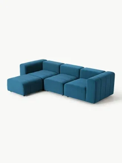 Fluwelen modulaire bank Lena (4-zits) met kruk^Westwing Collection Online