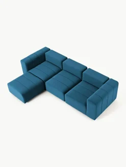 Fluwelen modulaire bank Lena (4-zits) met kruk^Westwing Collection Online
